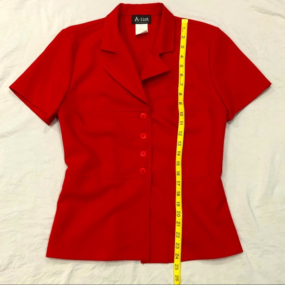 ♥️ A-LIST BY WRAPPER Ladies tailored red short sleeved jacket/blazer size 8 EUC - Picture 9 of 10
